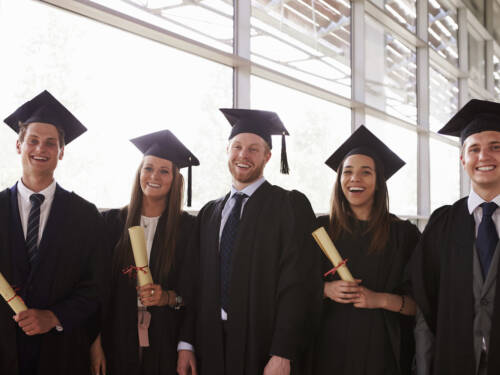 graduates in cap and gown